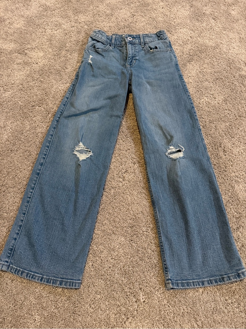 Abercrombie Kids Distressed Wide-Leg Jeans - Blue